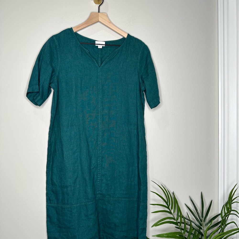 Pure J.Jill Emerald Green 100% Linen Dress